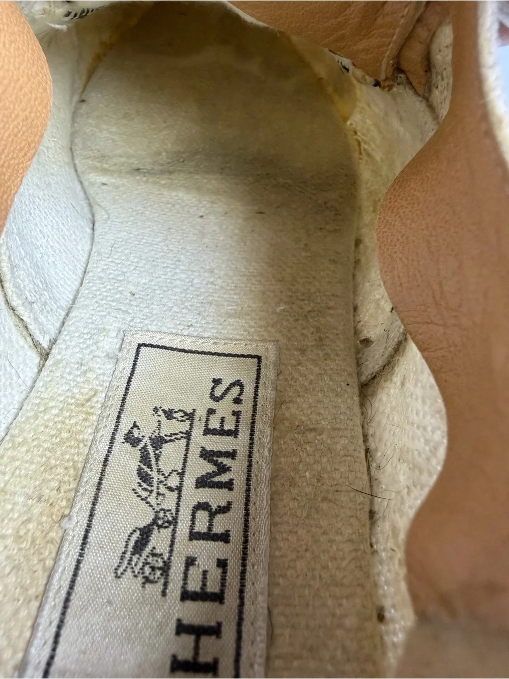 Vintage Hermes Canvas Lace-up Cream White Espadrilles
